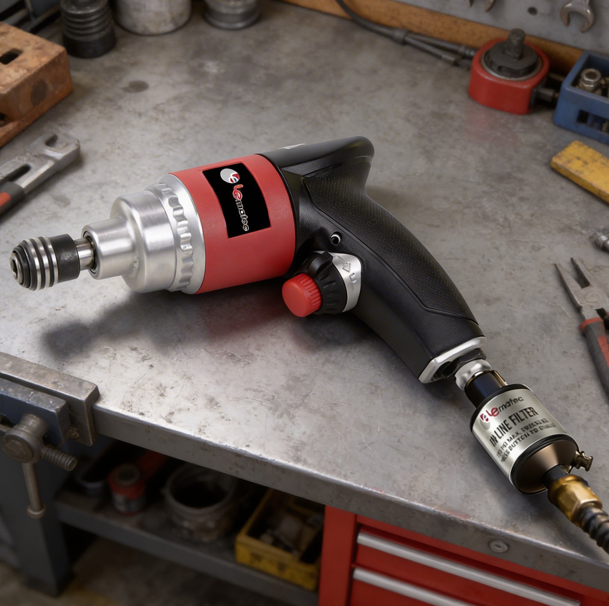 LE-ID413 air impact driver kit including professional-grade accessories and connectors for immediate use in workshops and assembly lines.
