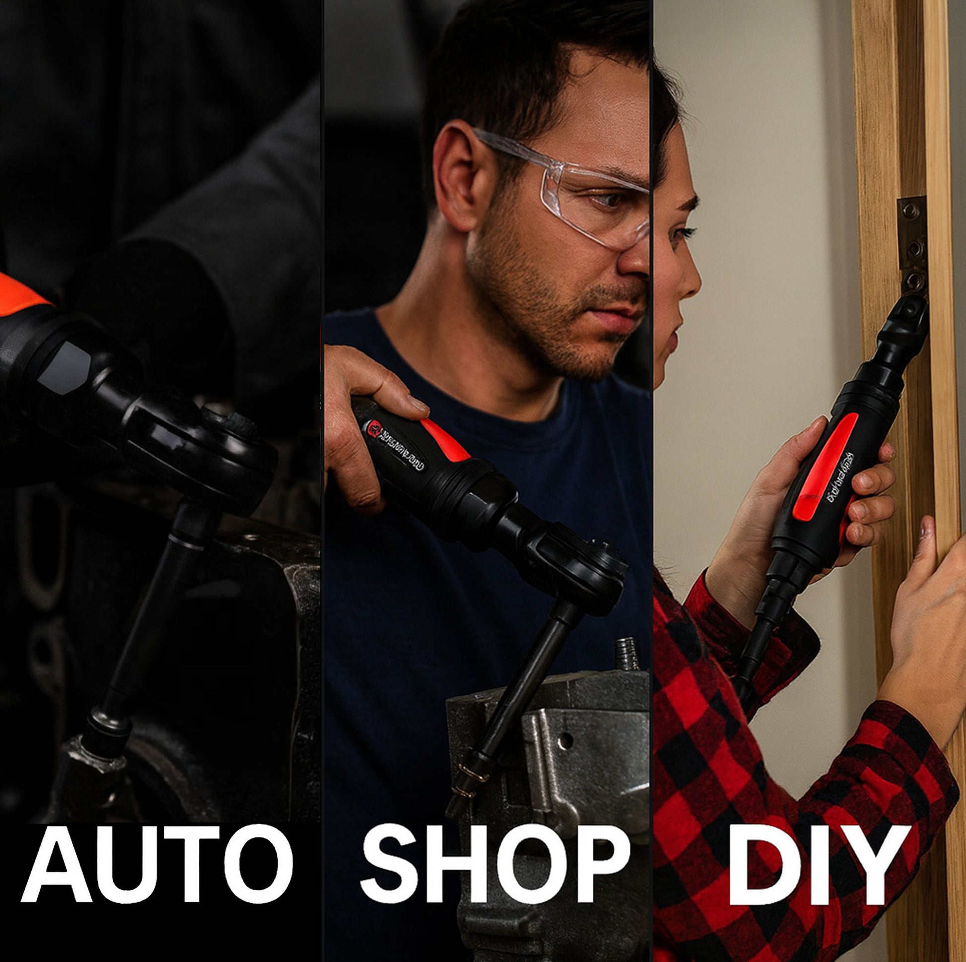 LE-R2150B air ratchet in use across automotive, shop, and DIY home repair applications