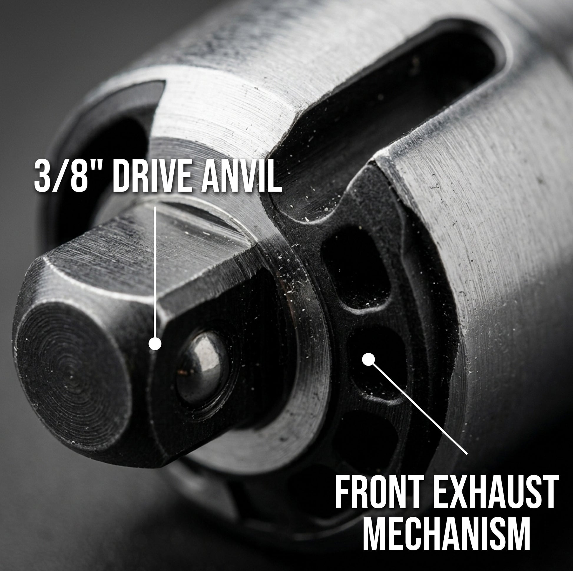 LE-R251B mini air ratchet 3/8 inch drive anvil close-up macro detail