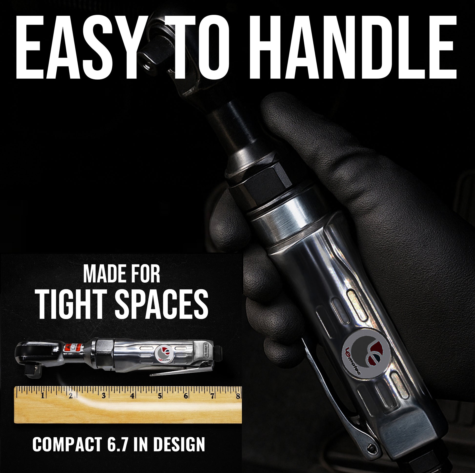 LE-RW57 air ratchet 1/2 inch drive anvil close-up showing precision machined head detail