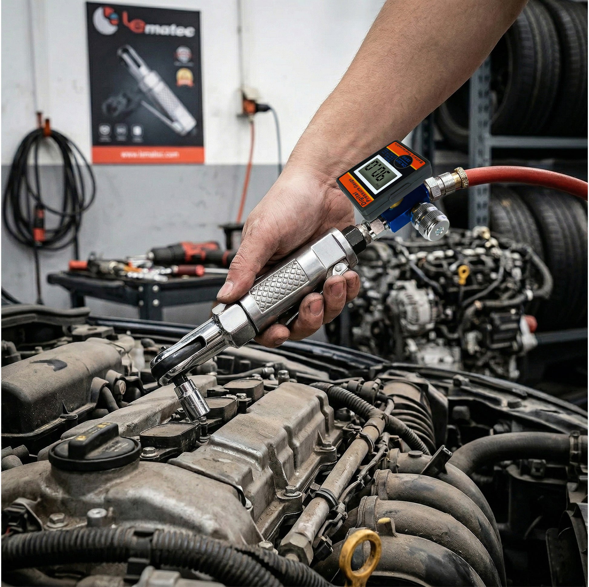 LE-R251B mini air ratchet with digital air regulator compatibility setup