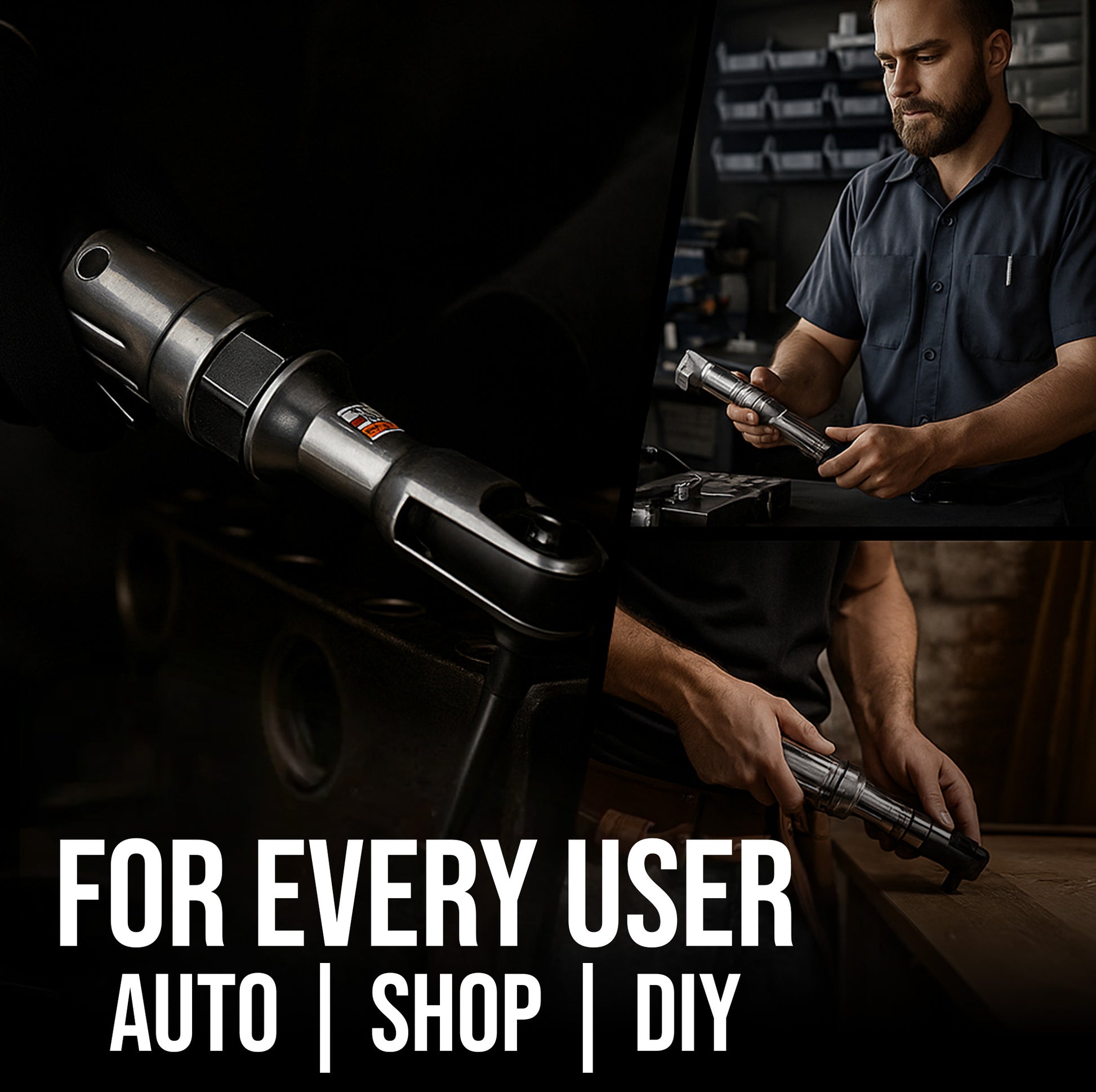 LE-RW57 air ratchet wrench with digital air regulator compatibility setup for torque control