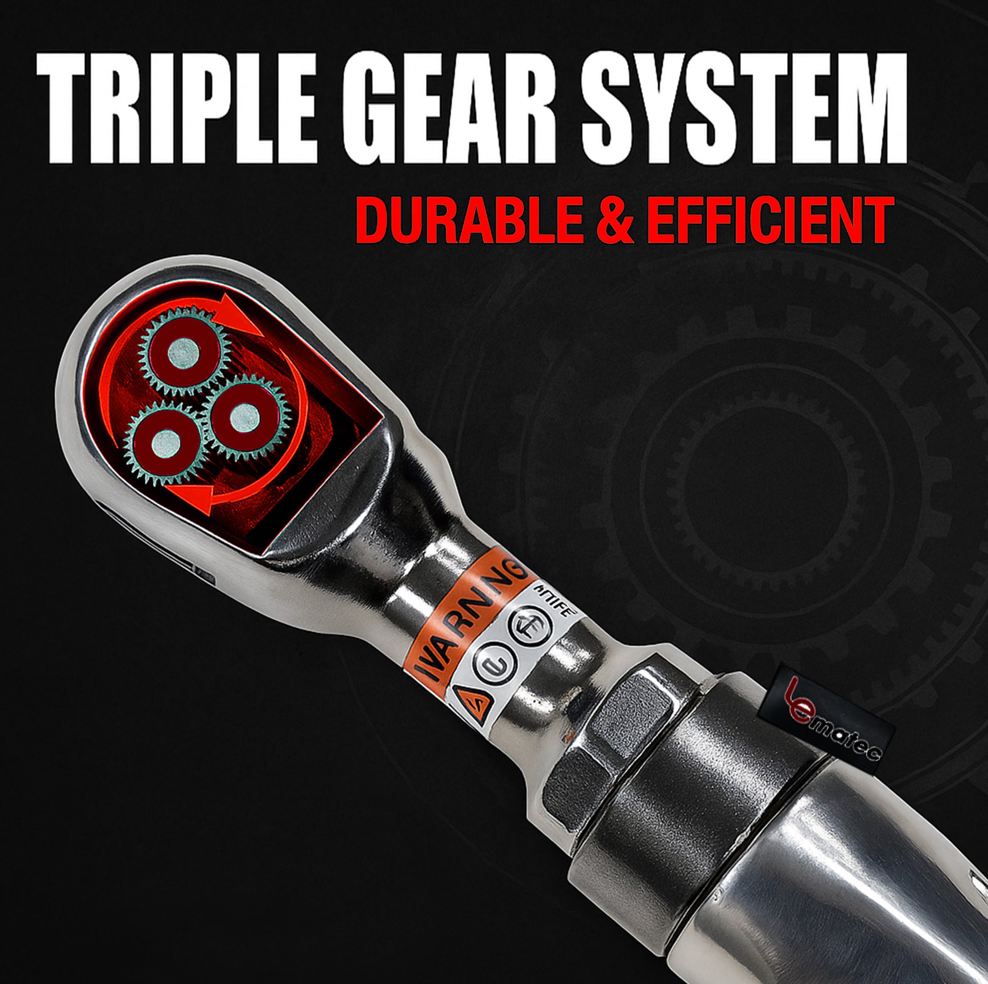 LE-RW57 heavy-duty air ratchet wrench kit flat lay with sockets and included accessories