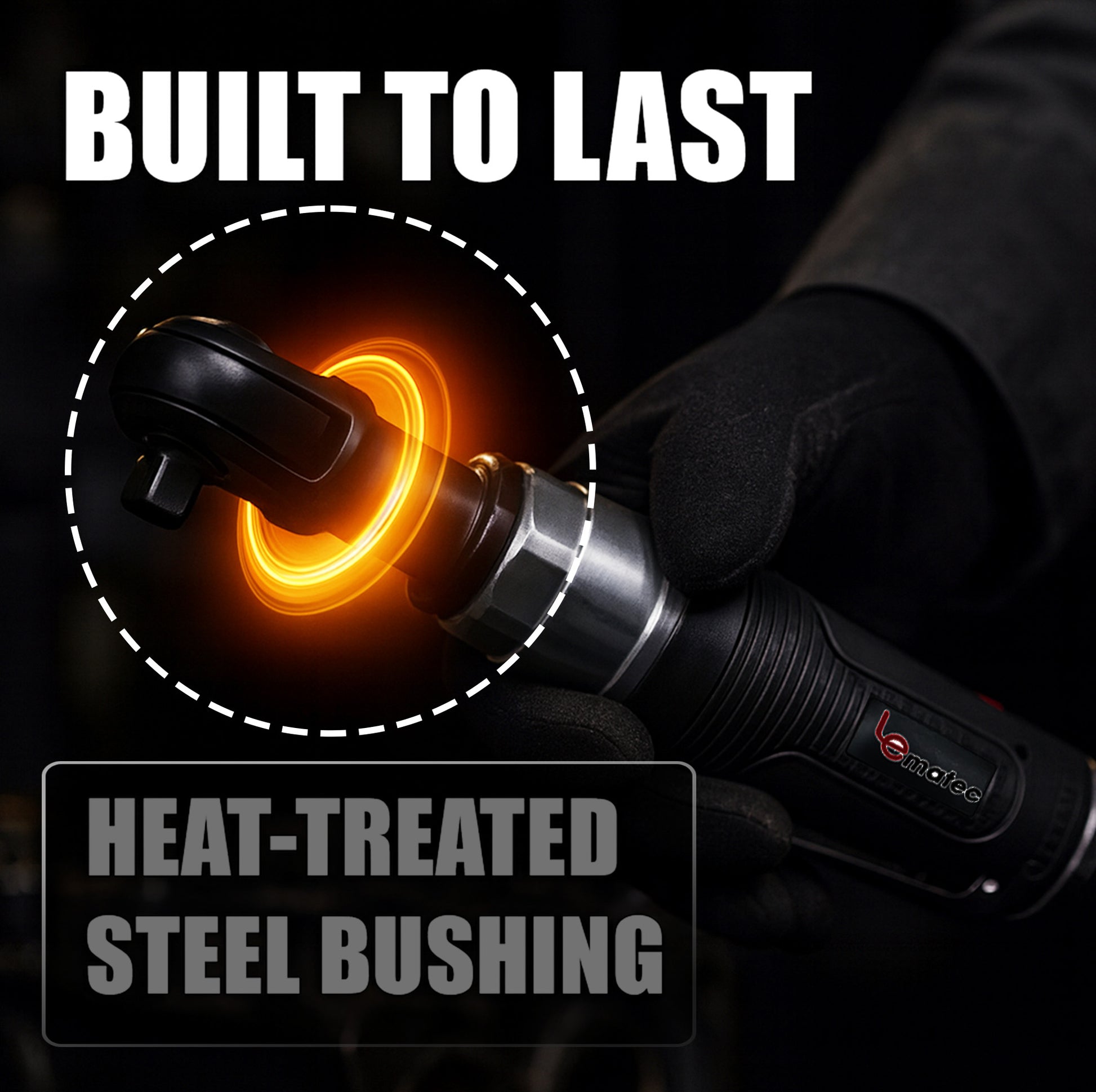 LE-R2550B air ratchet with digital regulator showing pressure compatibility for precise torque