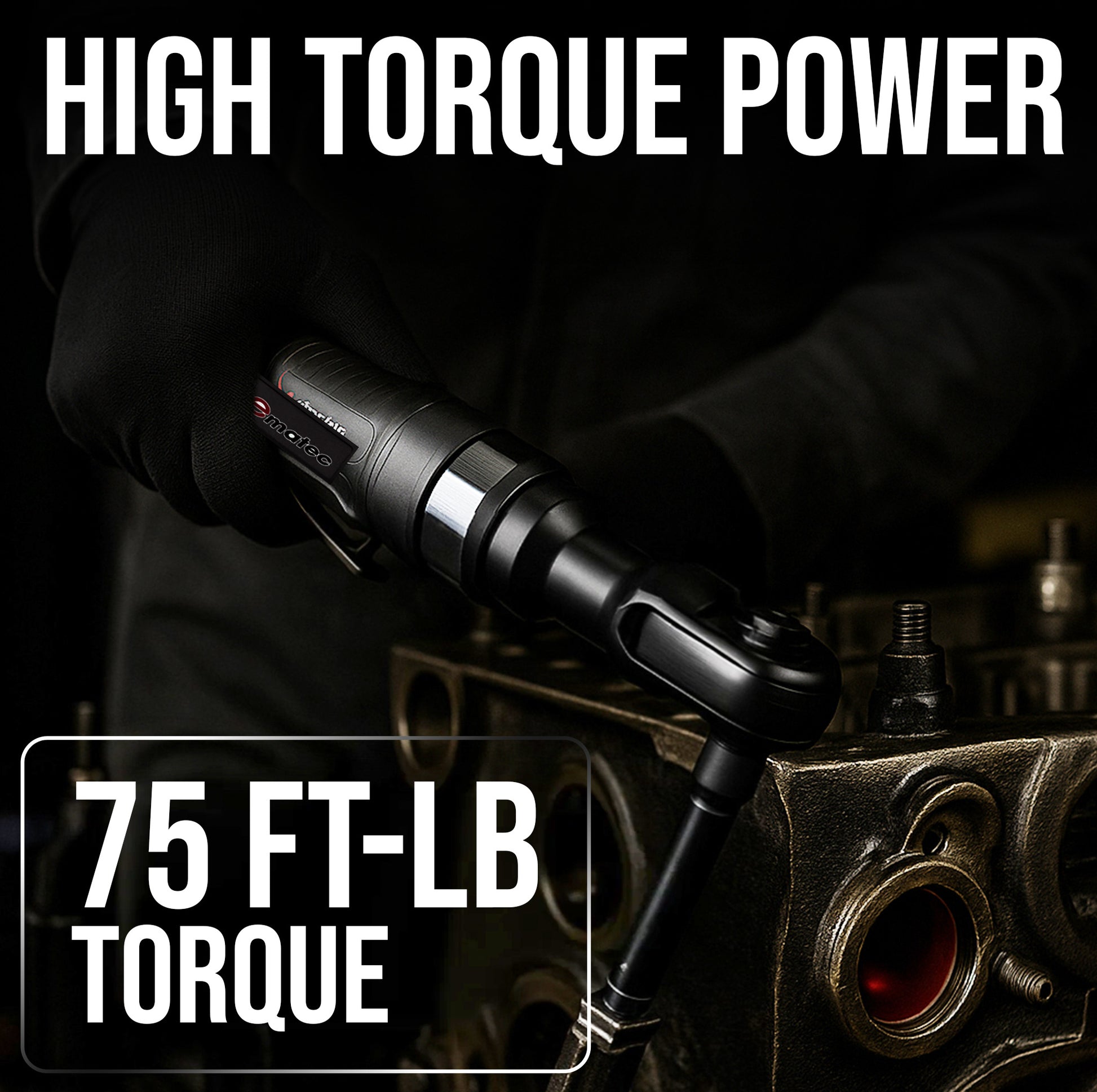 LE-R2550B pneumatic ratchet wrench profile view showing compact ergonomic design