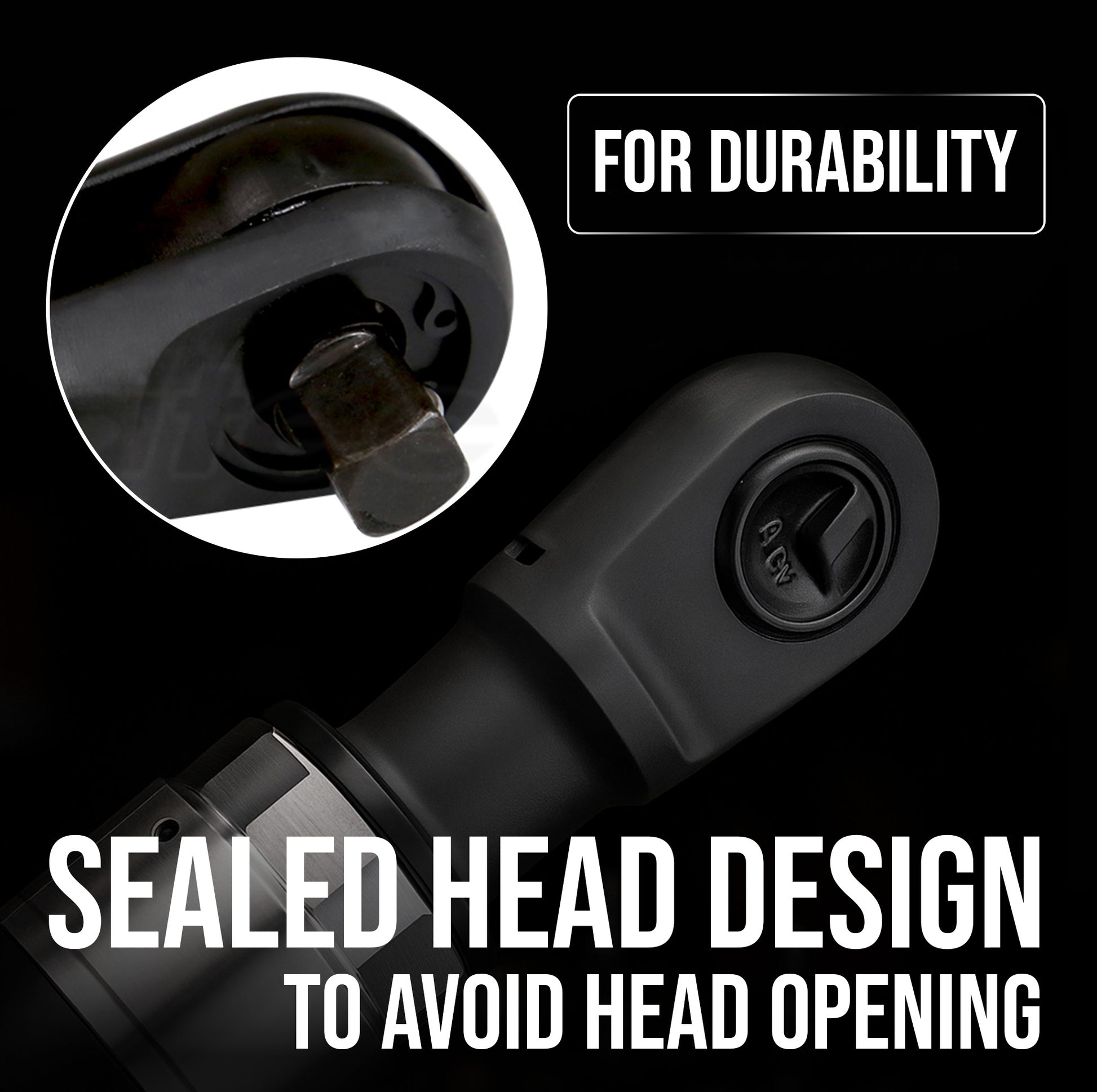 Close-up of LE-R2550B safety throttle lock mechanism for secure one-handed ratcheting