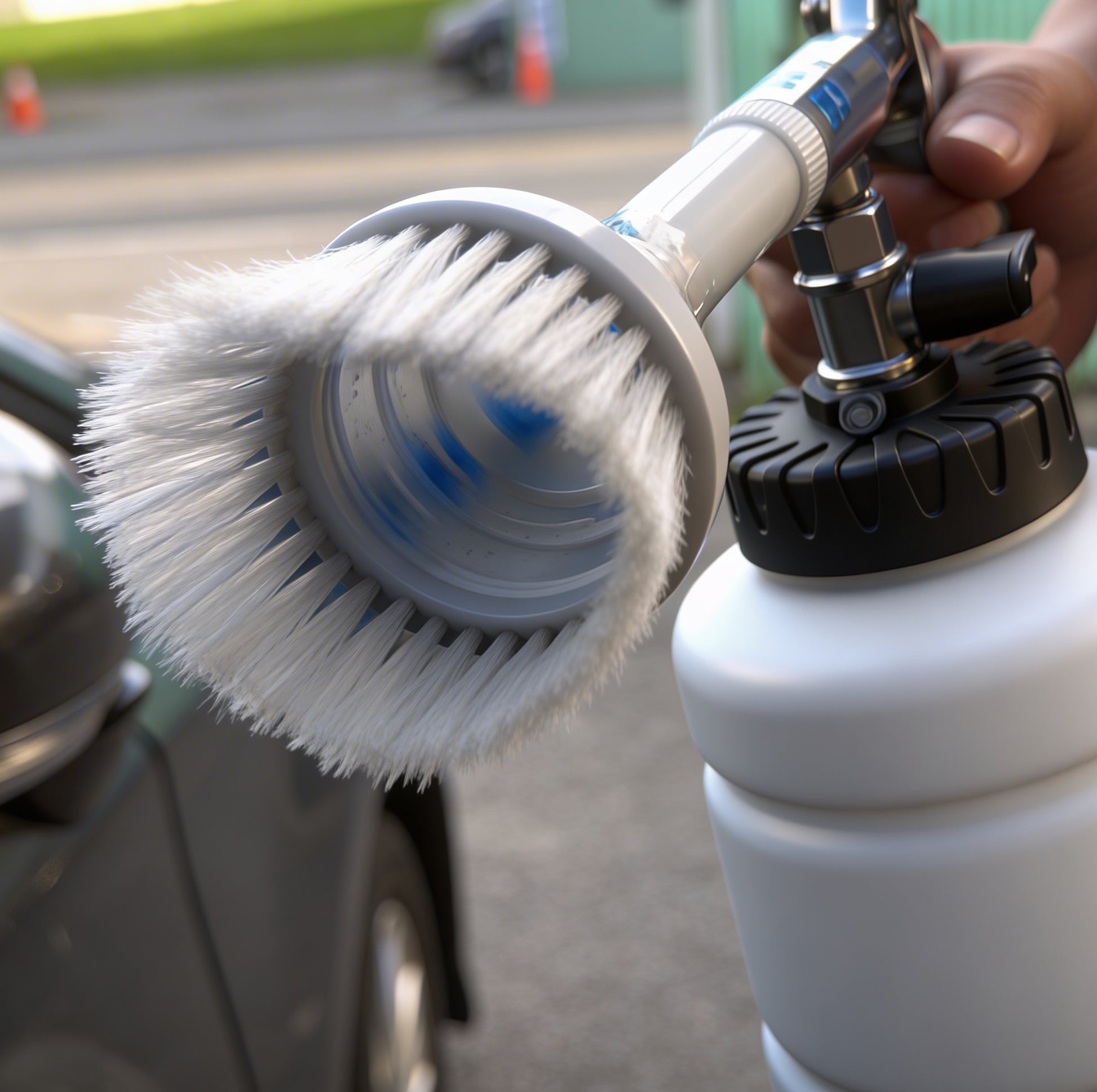 High-Performance LE-WT-0100US Foam Cleaning Gun - Quick-Connect fittings with heavy-duty brush for faster and more efficient automotive washing.