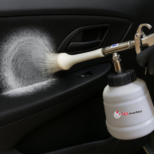 LE-WT-0100US Car Wash Foam Gun - High Velocity Air-Powered system with scrubbing brush for deep cleaning of upholstery and engine bays.