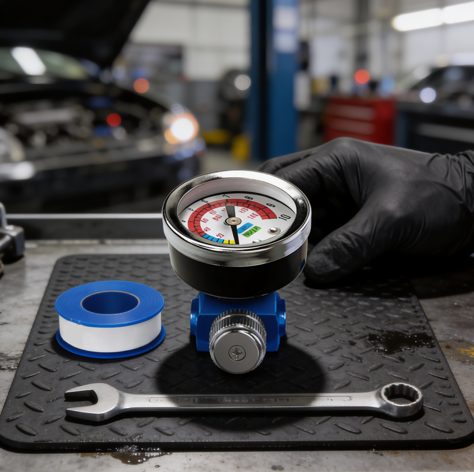 Professional Analog Air Compressor Regulator - 150 PSI High Flow Control with 89 SCFM (AR-01) operating specifications and gauge