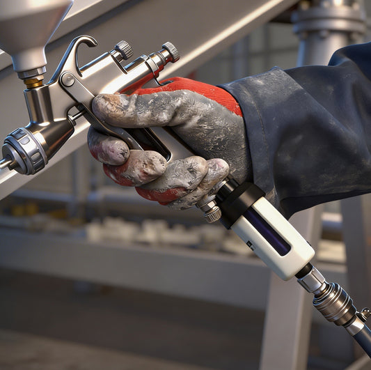 LEMATEC Inline Desiccant Filter - 22 CFM High Flow Rate with 150 PSI capacity to remove oil, water, and moisture for heavy-duty air compressors.