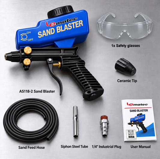 Professional Dual-Feed Sandblaster Gun Kit - 150 PSI with Ceramic Tip & 18oz Hopper (AS118-2)