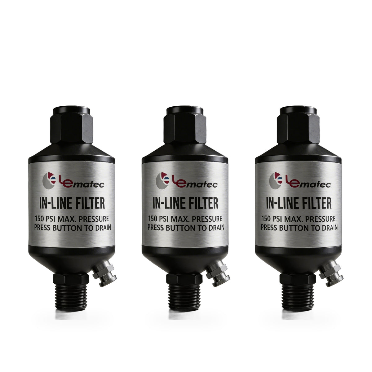 Three AI303 inline air filters, 150 PSI oil and water separators, sold as a 3-pack