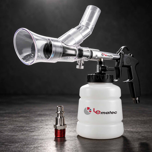 LE LEMATEC air-powered auto detailing kit, 3000RPM cleaning gun with cup and cone nozzle