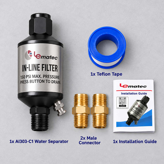 1/4" NPT Air Compressor Water Separator - 150 PSI Professional Filter System (AI303-C1)