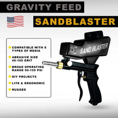 Le Lematec AS118 Black Sandblaster and Sandblaster Long Nozzle Attachment Bundle
