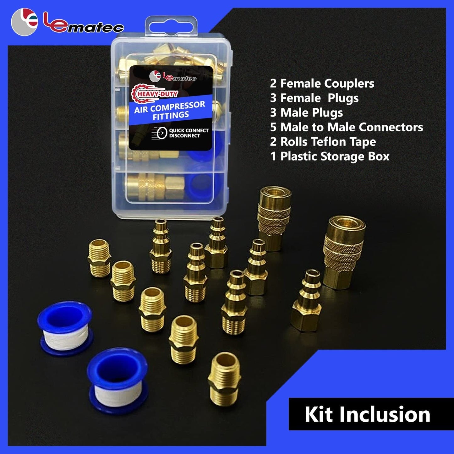 15-Piece Quick Connect Air Compressor Fitting Kit - Professional Grade Brass NPT Connections Set with Storage Case