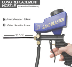 Le Lematec AS118 Blue Sandblaster and Sandblaster Long Nozzle Attachment Bundle