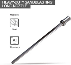 Le Lematec AS118-2C Premium Sandblaster and Sandblaster Long Nozzle Attachment Bundle