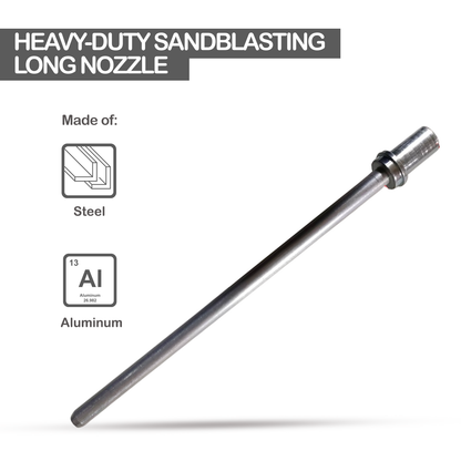 Professional Long Nozzle Attachment - 16.5cm Steel & Aluminum for Precision Blasting