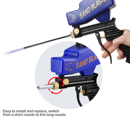 Professional Long Nozzle Attachment - 16.5cm Steel & Aluminum for Precision Blasting